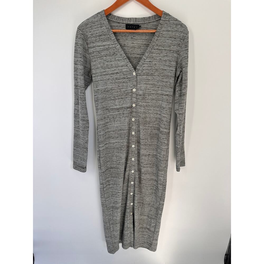 HATCH Maternity Harper Button Down Cardigan Dress in Grey Spacedye  // S